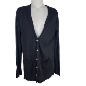 41 Hawthorn Cardigan Sweater Womens Medium Black Lightweight Silk Blend Pockets